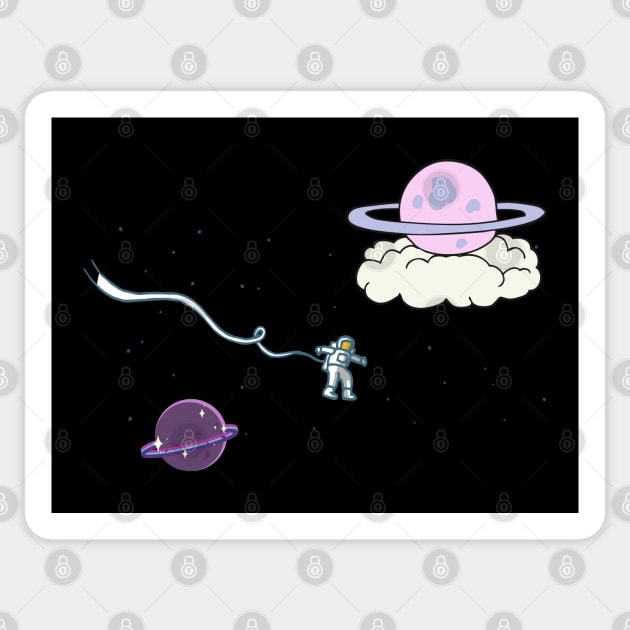 Astronaut floating in space Sticker by Elysian Alcove
